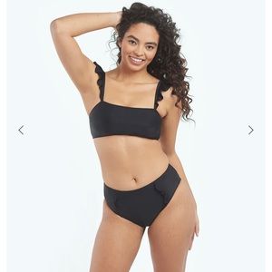 NWT Summersalt Black Ruffle Bikini set (bandeau top and high rise bottom) Sz. 6
